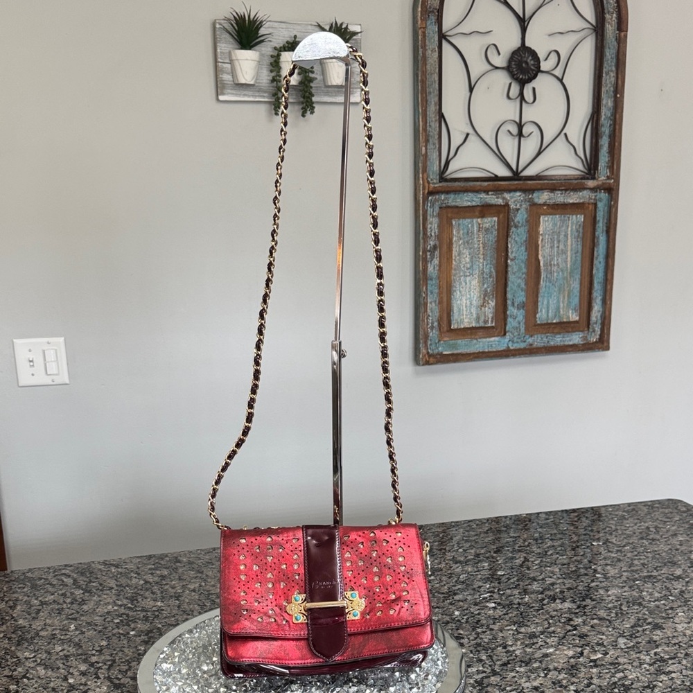 Brangio Italy metallic Red Studded Shoulder Bag - Picture 11 of 15